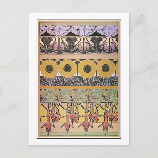 Bloemen van Art Nouveau Style, Mucha Briefkaart (Voorkant)