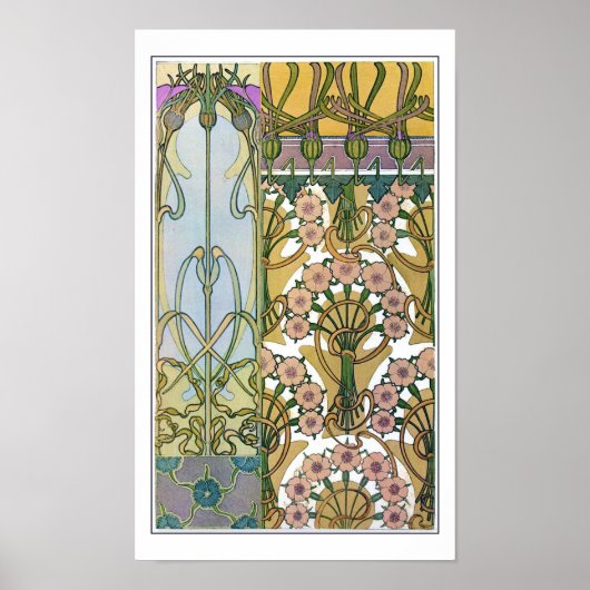 Bloemen van Art Nouveau Style, Mucha Poster (Voorkant)
