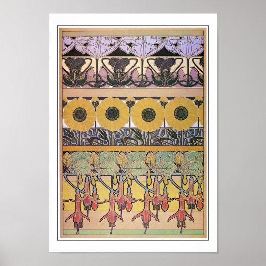 Bloemen van Art Nouveau Style, Mucha Poster (Voorkant)