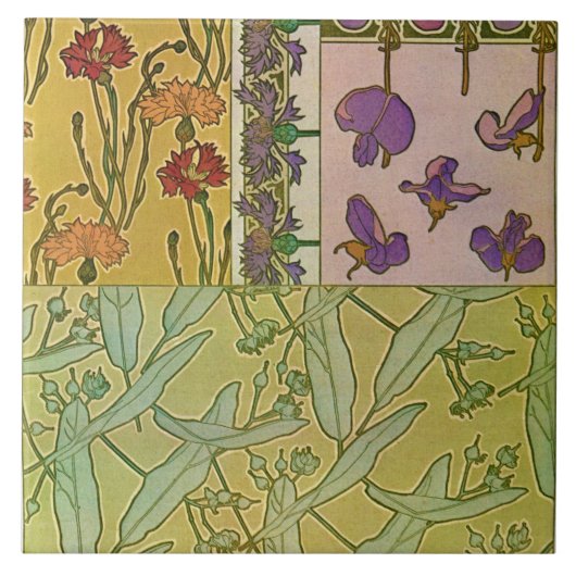 Bloemen van Art Nouveau Style, Mucha Tegeltje (Voorkant)