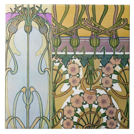 Bloemen van Art Nouveau Style, Mucha Tegeltje (Voorkant)