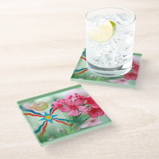 Bloemen van Assyria Glass Onderzetter (Schuin)