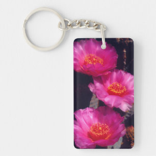 Bloemen van Beavertail Cactus 2 Sleutelhanger