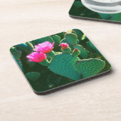 Bloemen van Beavertail Cactus Onderzetter (Linkerzijde)