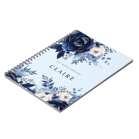 Bloemen van Blauw Bruiloft Lichtblauw Notitieboek (Linkerzijde)