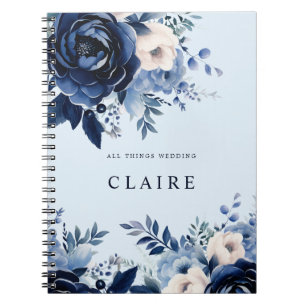 Bloemen van Blauw Bruiloft Lichtblauw Notitieboek