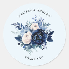 Bloemen van Blauw Dank U Ronde Sticker