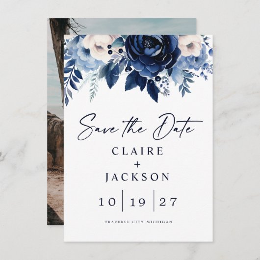 Bloemen van Blauw Save The Date (Voorkant / Achterkant)