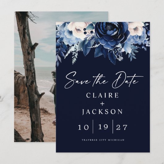 Bloemen van Blauw Save The Date (Voorkant / Achterkant)