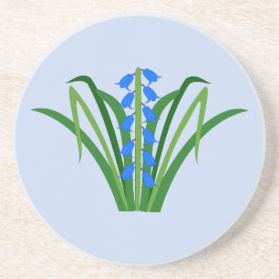 Bloemen van blauwe klokjes voor baby jongen in de  zandsteen onderzetter
