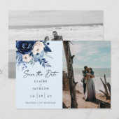 Bloemen van Blauwe Twee foto Save The Date (Voorkant / Achterkant)