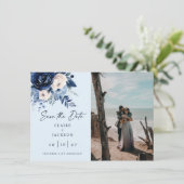 Bloemen van Blauwe Twee foto Save The Date (Staand voorkant)