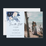 Bloemen van Blauwe Twee foto Save The Date<br><div class="desc">Bloemen van Blauwe twee foto Bewaar de datum</div>