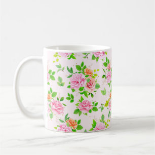 Bloemen van bloemblaadjes met groen Roos Koffiemok