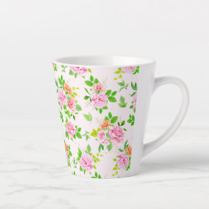 Bloemen van bloemblaadjes met groen Roos Latte Mok