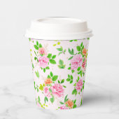 Bloemen van bloemblaadjes met groen Roos Papieren Bekers (Links)