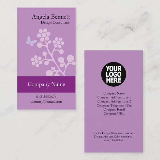 Bloemen van bloemige Visitekaartjes vlinderbloesem (Voorkant / Achterkant)