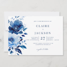 Bloemen van Blue Wedding Kaart