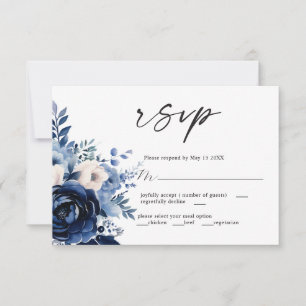 Bloemen van Blue Wedding RSVP Kaart