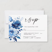 Bloemen van Blue Wedding RSVP Kaart (Voorkant)