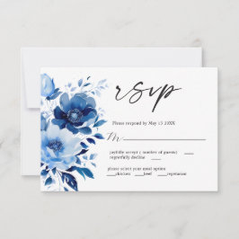 Bloemen van Blue Wedding RSVP Kaart
