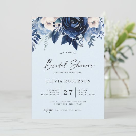 Bloemen van Blue Wedding Vrijgezellenfeest Kaart (Staand voorkant)