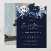 Bloemen van Blue Wedding Vrijgezellenfeest Wit Kaart (Voorkant / Achterkant)