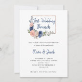 Bloemen van Blush Navy geometrisch | Post Wedding Kaart (Voorkant)