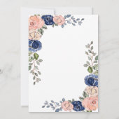 Bloemen van Blush Navy geometrisch | Post Wedding Kaart (Achterkant)