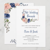 Bloemen van Blush Navy geometrisch | Post Wedding  Kaart (Voorkant / Achterkant)