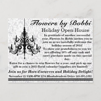 Bloemen van Bobbi Holiday Open House 2014 Uitnodiging Briefkaart
