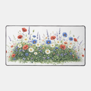 Bloemen van botanische tuin in weide met wilde blo bureaumat