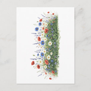 Bloemen van botanische tuin in wilde bloemenweide briefkaart