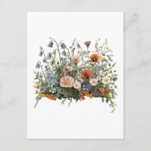 Bloemen van botanische tuin met wilde bloemen briefkaart