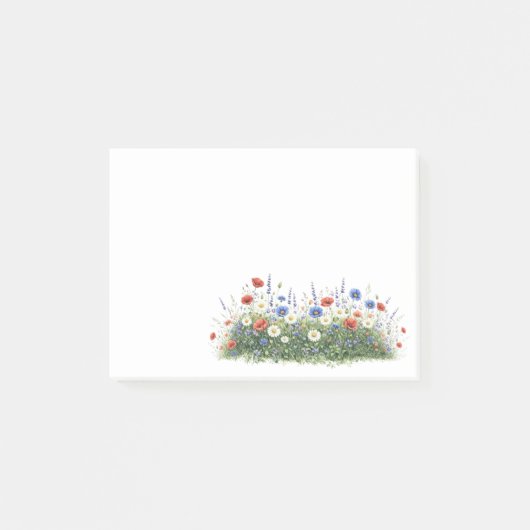 Bloemen van botanische tuin met wilde bloemen post-it® notes (Voorkant)