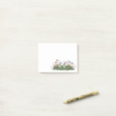 Bloemen van botanische tuin met wilde bloemen post-it® notes (Op bureau)