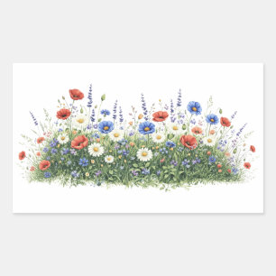 Bloemen van botanische tuin met wilde bloemen rechthoekige sticker