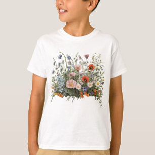 Bloemen van botanische tuin met wilde bloemen t-shirt