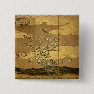 Bloemen van Camellias Vierkante Button 5,1 Cm