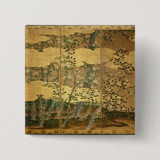 Bloemen van Camellias Vierkante Button 5,1 Cm (Voorkant)