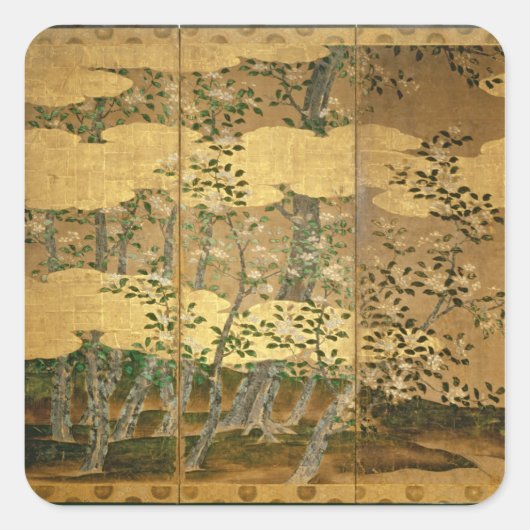 Bloemen van Camellias Vierkante Sticker (Voorkant)