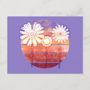 Bloemen van dank bij zonsondergang - Paars Briefkaart