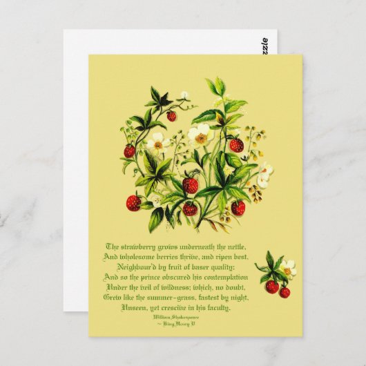  bloemen van de aardbeien van Shakespeare Postca Briefkaart (Voorkant / Achterkant)