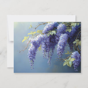 Bloemen van de Blauwe Regen tegen een Zachte Blauw Briefkaart
