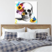 Bloemen van de bloem van de bloem van de stengel canvas afdruk (Insitu (Slaapkamer))