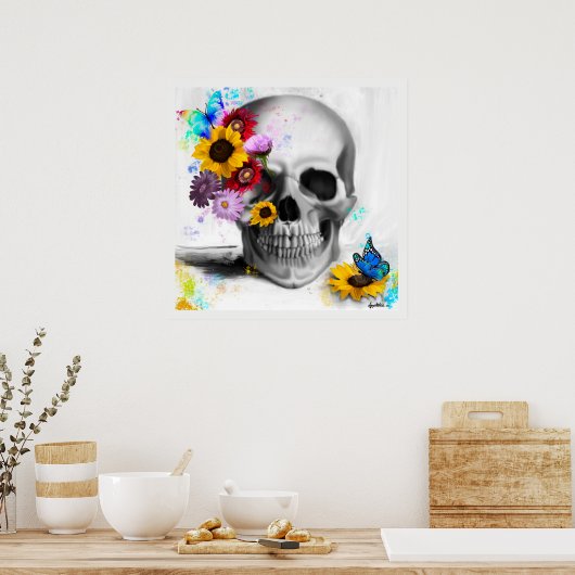 Bloemen van de bloem van de bloem van de stengel poster (Keuken)