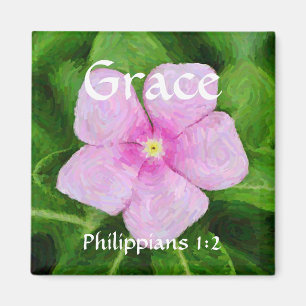 Bloemen van de Faith Philippians 1:2 Periwinkle Ma Magneet