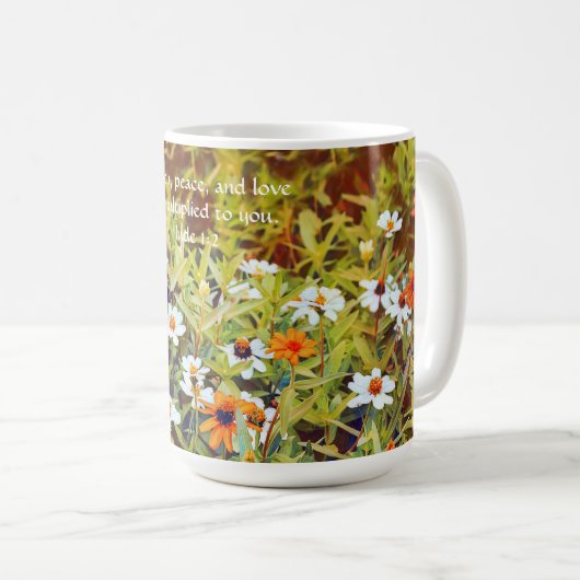 Bloemen van de Faith Zinnia Garden Mok Cup (Voorkant rechts)