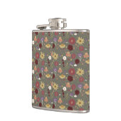 Bloemen van de herfst omarmen groene achtergrond heupfles (Links)