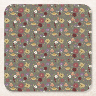 Bloemen van de herfst omarmen groene achtergrond kartonnen onderzetters